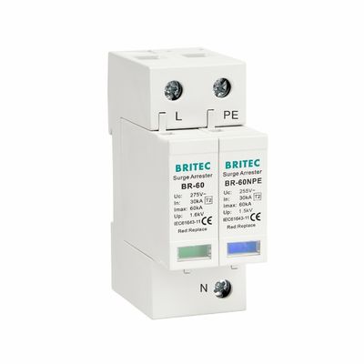 BR-60 1+1 Typ 2 Ochrona przed przewyższeniem prądu Urządzenie ochronne przed błyskawicami 60KA Klasa C