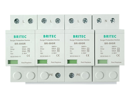 BR-50GR 4P AC Ochrona świetlna Chińskie urządzenie zabezpieczające przed nadwyżkami typu 1 Spd spd t1 t2 Type 1 surge arrester