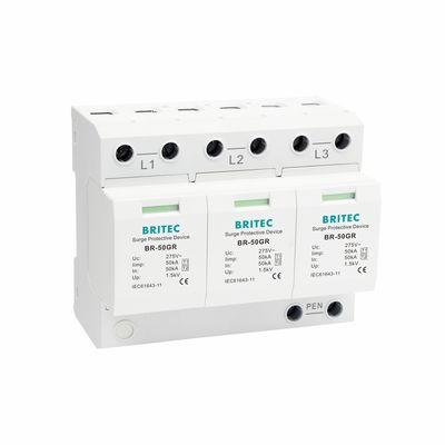 BRITEC BR-50GR 3P Type 1 Surge Arrester 50ka Urządzenie ochronne przed przewyższeniem prądu spd t1 t2 ac trójfazowy ac spd