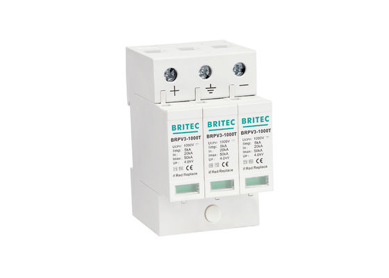 Ogranicznik przepięć PV typu DC Termoplastyczny 1 + 2 SPD 3P 5kA Urządzenie przeciwprzepięciowe 1000v