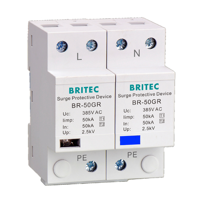 BR-50GR 385 1P 50kA Ac szyna Din typ 1 urządzenie przeciwprzepięciowe ogranicznik przepięć SPD spd t1 t2 ac