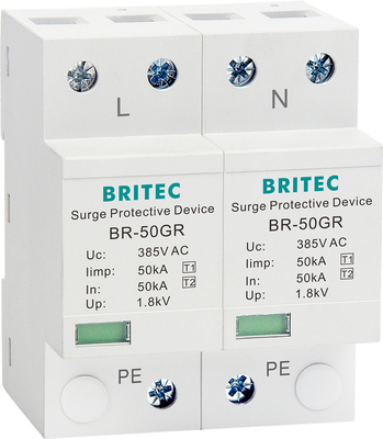 BRITEC BR-50GR 275 2P Spd 50kA typ 1 urządzenie przeciwprzepięciowe Ac ogranicznik przepięć na szynę Din ochronnik przeciwprzepięciowy