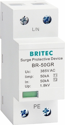 BRITEC BR-50GR 275 2P Spd 50kA typ 1 urządzenie przeciwprzepięciowe Ac ogranicznik przepięć na szynę Din ochronnik przeciwprzepięciowy