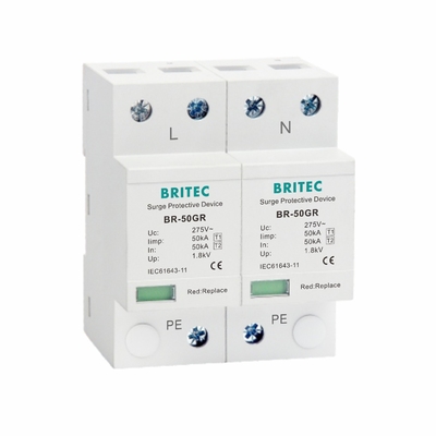 Klasy I Arrester napięcia 10/350μs 50KA jednofazowy 150V / 275V / 320V