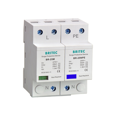 25kA Prąd Typ 1 Ochrona przed przeciążeniem BR-25M 1+1 Niskie napięcie 275V/255V