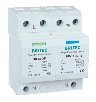 TUV BR-50GR 5kA Urządzenia ochronne przed przewyższeniem napięcia 3 fazy Spd typu 1 Błyskawica Arrester Transient Voltage Surge Suppression
