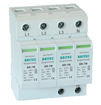 BR-7M 4P T1+T2 Arrester B+C Spd Urządzenie do ochrony przed przesunięciem prądu typu 1 spd
