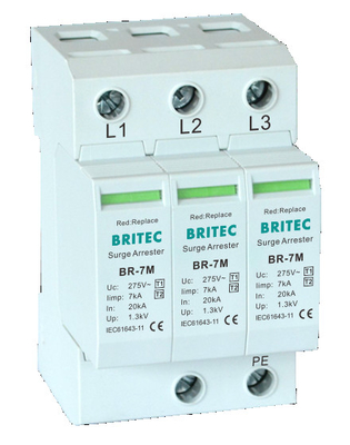 BR-7M 4P T1+T2 Arrester B+C Spd Urządzenie do ochrony przed przesunięciem prądu typu 1 spd