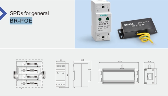 Połączenie BR-POE-P Ethernet RJ45 Ochrona przed przeciążeniami Poe Ethernet Surge Protector Lightning Network