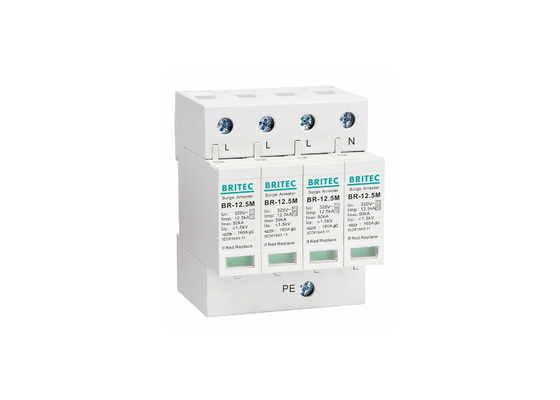 12.5kA Typ 1+2 320V 4P Ochrona przed napięciem domowym Ochrona przed piorunami