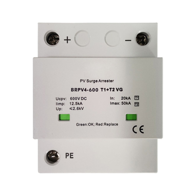 BRPV3-1000 T1 50ka DC 1000V 12.5ka Pv zatrzymujący falę napędową Urządzenie ochrony przed falą napędową słoneczną
