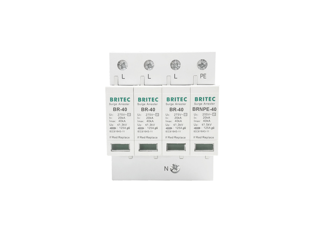 40kA 275V/255V Przemysłowa szyna DIN 3-fazowe urządzenie przeciwprzepięciowe typu 2 SPD