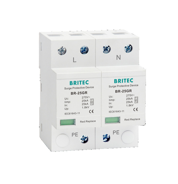 BR-25GR 2P Spd Surge Protector Błyskawica Arrester Ochrona przepływu tłumiący 2P 3p Klasa I Gromówka