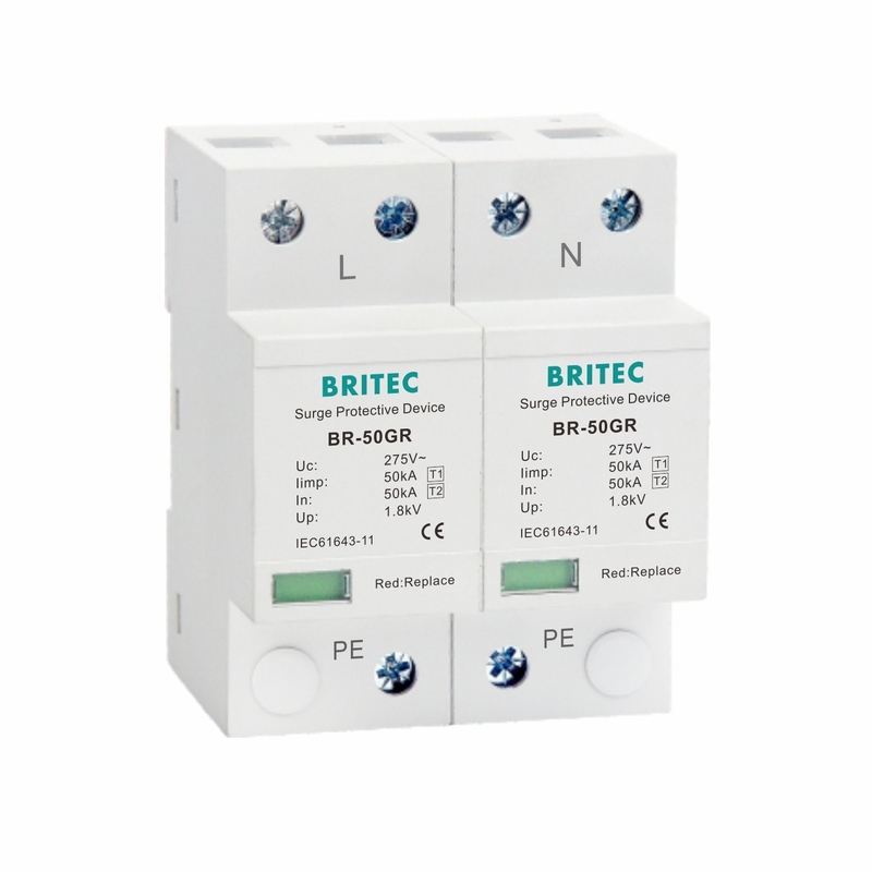 Klasy I Arrester napięcia 10/350μs 50KA jednofazowy 150V / 275V / 320V