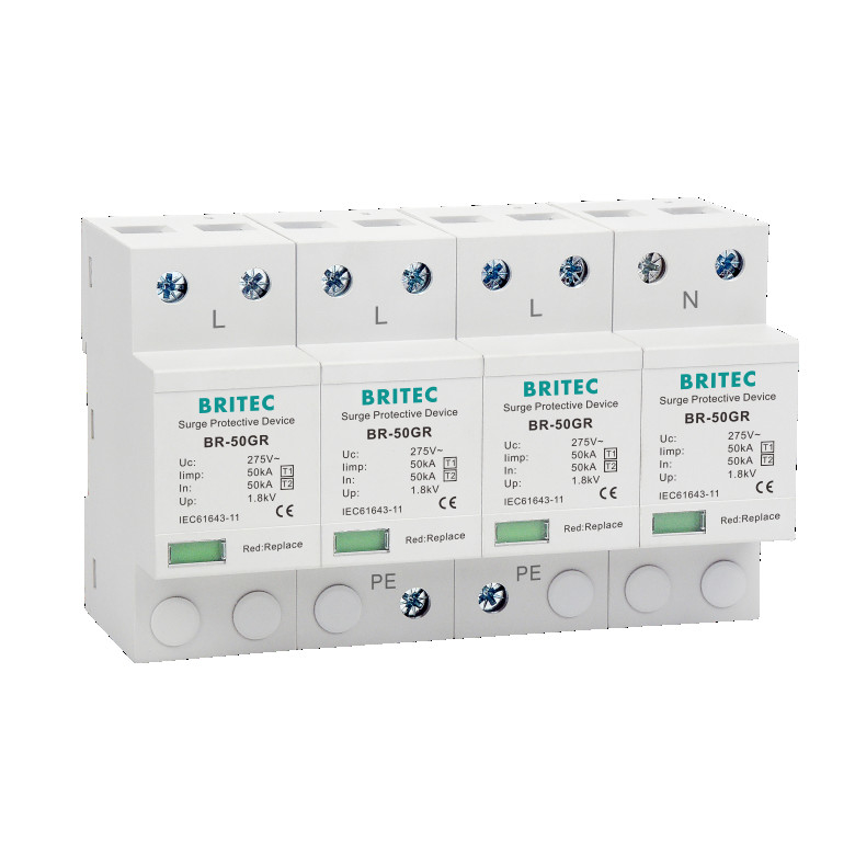 BR-50GR 275 4P Spd T1 T2 Typ 1 Urządzenie przeciwprzepięciowe Ac Odgromnik 3-fazowy spd