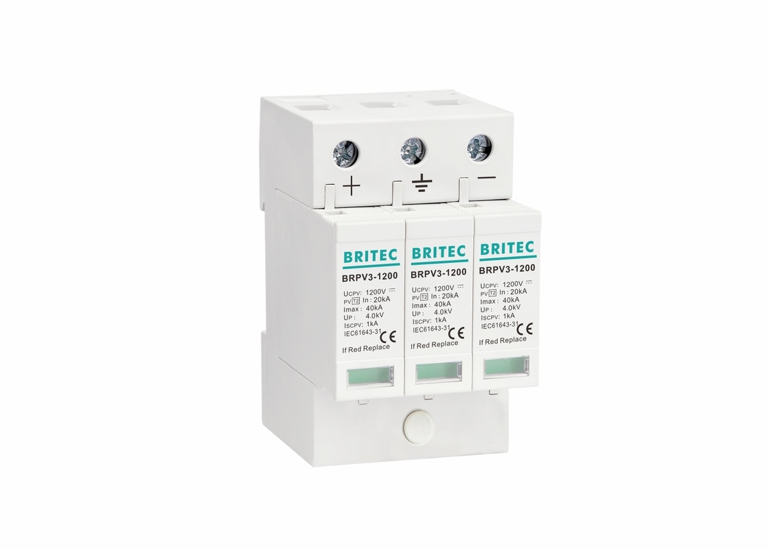 1200 V Power Dc Surge Protector Solar 3P T2 Odgromnik PV SPD