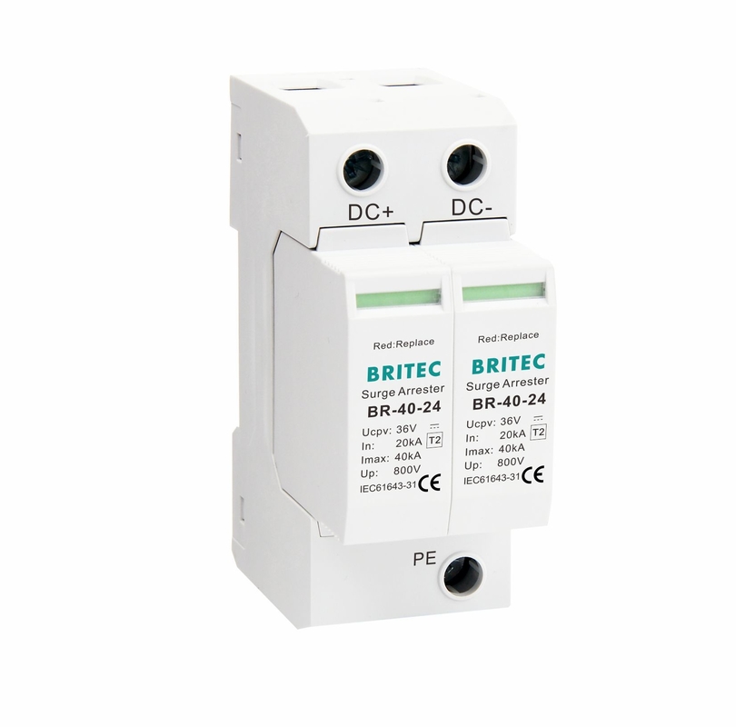 BR-40-24 DC SPD Urządzenie ochronne przed przesunięciem Dc Przesunięcie tłumiące 40kA Pv Przesunięcie zatrzymujące DC 24v ochrona przed przesunięciem
