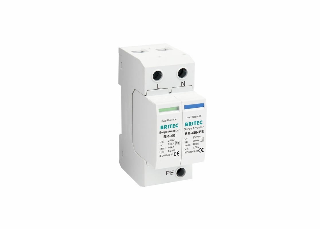 TVSS 150V/275V/320V/385V/440V 40KA Din Silnik kolejowy Ochrona od błyskawicy Arrester Przesilenie pojedyncza faza