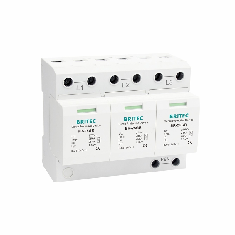 BRITEC Spd Surge Protector BR-25GR 3P 25kA Trójfazowy Type 1 Class 1 surge arrester
