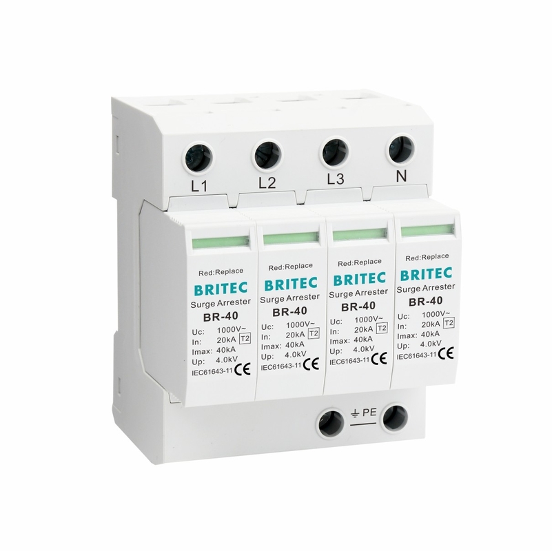 BR-40 1000 4P Typ 2 1000V 690V 800V Trójfazowy Wysokonapięciowy Ochronnik Przesilania AC SPD Arrester Błyskawica