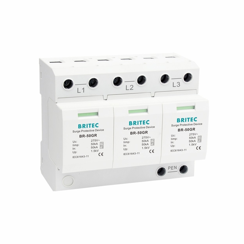 TUV BR-50GR 5kA Urządzenia ochronne przed przewyższeniem napięcia 3 fazy Spd typu 1 Błyskawica Arrester Transient Voltage Surge Suppression