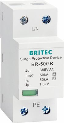 BRITEC 50kA TUV/CE/ROHS Approved Surge Protection Device z 10/350 Waveform Lightning Arrestor SPD