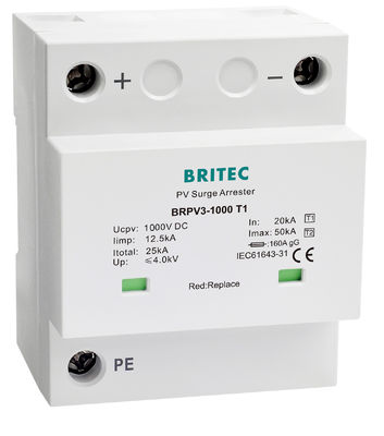 BRPV3-1000 DC Surge Arrester Błyskawica 1000V PV spd 3p Urządzenie ochrony przed prądem słonecznym Dc Surge Protector Spd