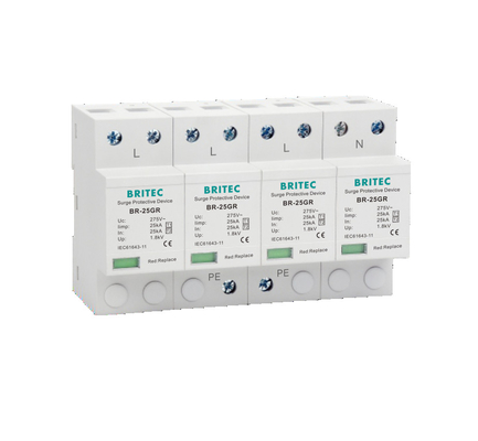 BR-25GR 4P Klasa I typ 1 Ochronnik przeciwprzepięciowy SPD Ochrona przed przepięciami wywołanymi uderzeniem pioruna iskiernik SPD typ 1 4p AC SPD ochrona przeciwprzepięciowa