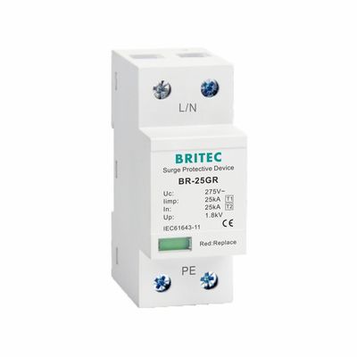 Urządzenie zabezpieczające przed przewyższeniem prądu klasy I typu 1 o mocy 25kA Ochrona przed piorunami Uc 150V 275V 320V T1