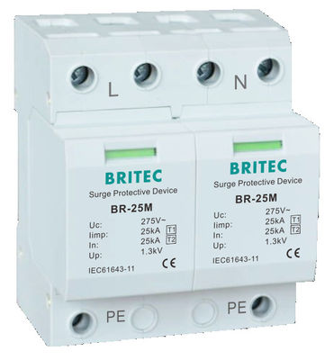 BR-25M 3P+1NPE 25kA T1+T2 Varistor Arrester B+C Niskie napięcie 3 fazy AC Spd Lightning Protector