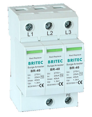 BRITEC BR-40 4P Urządzenie ochronne przed nadmiarem napięcia Trzy fazy Spd Ochrona przed błyskawicami Arrester chiński producent ochrony przed nadmiarem napięcia