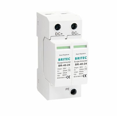 BR-40-24 T2 Urządzenie przeciwprzepięciowe DC 40kA 24V SPD z termoplastyczną obudową UL94-V0 do przepięć