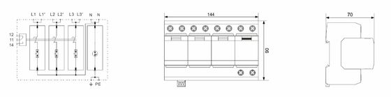 IP20 Termoplastyczny 50kA T1 Klasy B Urządzenie ochronne przed przewyższeniem prądu