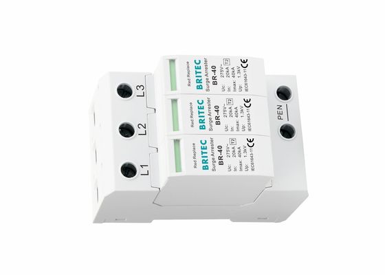 Urządzenie ochrony przeciwprzepięciowej typu 2, 3-biegunowe, wtykowe, klasy II, 40kA, zgodne z IEC 61643, do ochrony odgromowej