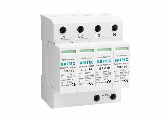 3-fazowy 110kA Elektryczny Typ 2 Urządzenie Ochrony Przeciwprzepięciowej Ochronnik Przepięć AC