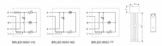 BRLED-06SC Urządzenie do ochrony przed przesunięciami LED 6kA 275V zewnętrzne oświetlenie uliczne LED