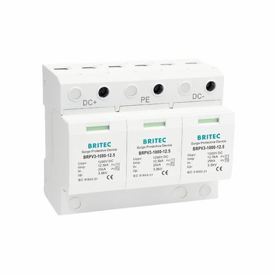 BRPV3-1000-6.25 Urządzenie do ochrony przed napięciem prądu stałego 1000V 40kA PV Solar SPD Urządzenie do ochrony przed napięciem prądu stałego nad napięciem DC Power Surge Protector Typ 1+2 PV surge protector spd t1 t2 dc