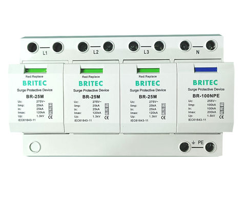 BRITEC BR-25M 3+1 Urządzenie ochronne przed przewyższeniem prądu typu 1 z modułem podłączalnym 25kA