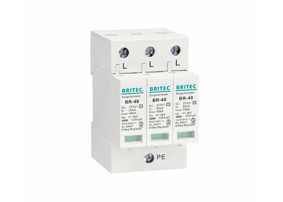 Niskie napięcie SPD 3P Typ 2 Urządzenie przeciwprzepięciowe AC Lightning Arrester 20 ~ 40KA Standard 35mm