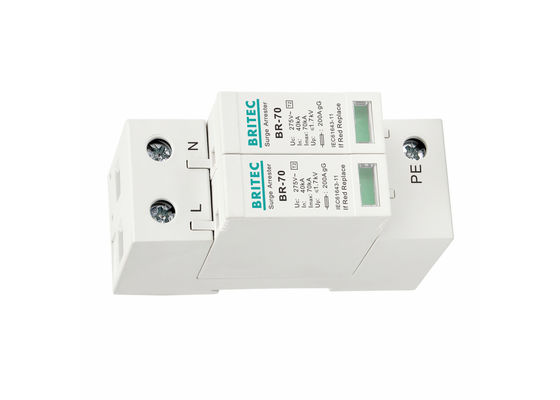 70kA Urządzenie zabezpieczające przed przewyższeniami typu 2 DIN Rail Mountable Surge Arrester zgodne z normą IEC 61643-11