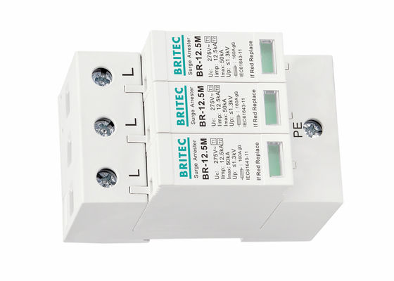 12.5kA Iimp 3-fazowy DIN Rail Mount Surge Protector i Surge Arrester dla systemów zasilania prądem przemiennym