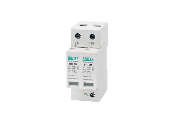 BR-5M 320V 2P jednofazowy SPD z 5kA Typ 1 + Typ 2 Urządzenie zabezpieczające przed przewyższeniami DIN Rail Mount