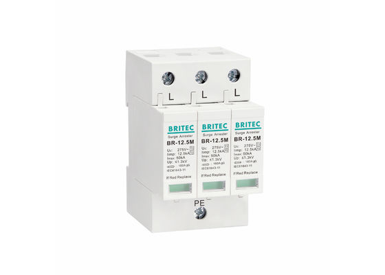 12.5kA Iimp 3-fazowy DIN Rail Mount Surge Protector i Surge Arrester dla systemów zasilania prądem przemiennym